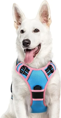 Vista 26 de Eagloo Arnés para perro pequeño, sin tirones, chaleco de servicio con tiras reflectantes y asa de control, ajustable y cómodo para caminar, arnés