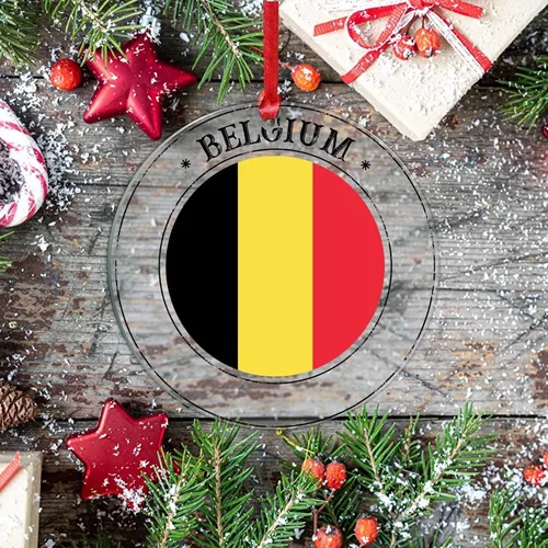 Vista 7 de Bandera de Bélgica, adornos de decoración para árbol de Navidad, bandera nacional, decoración para árbol de Navidad, colgante colgante, adornos
