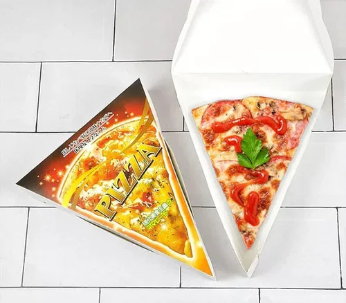 Vista 4 de Caja de pizza, cartón de pizza, cartón de embalaje de pizza de una sola rebanada, el paquete incluye 20 cartones recubiertos de arcilla blanca y 20
