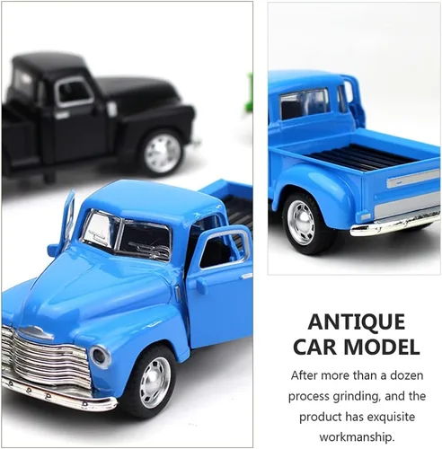 Vista 4 de Toyvian Modelo de autos clásicos de metal fundido a presión, figura de camioneta antigua, de aleación, vintage, coleccionable, juguete, mini