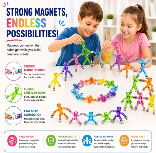 Vista 4 de Boxgear Magnet Men - Juguete magnético de viaje de 10 piezas: juguetes magnéticos para niños, juguetes de viaje por carretera para 1-3 Relleno
