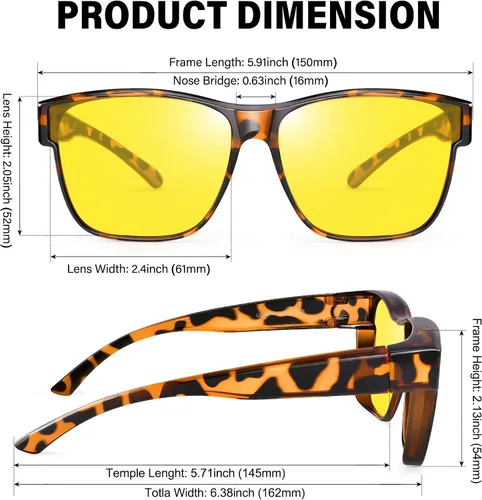Vista 2 de URUMQI Gafas de conducción de visión nocturna para hombres y mujeres, lentes polarizados antirreflejos, lentes de alta definición amarillas