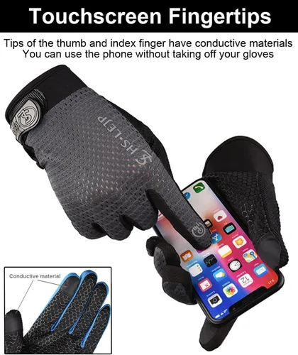 Vista 5 de Guantes de ciclismo de dedo completo, guantes de bicicleta de montaña, guantes de MTB para pantalla táctil, guantes de ciclismo para hombres