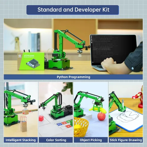 Vista 3 de LewanSoul JetMax - Brazo robótico para Jetson Nano AI Vision ROS Open Source programable Robot Arm Kit con 4 tipos de sensores de cámara de agarre
