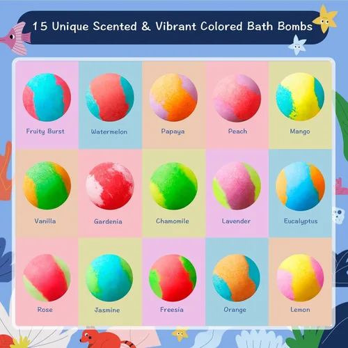 Vista 6 de 30 bombas de baño para niños con sorpresa en el interior, juego de regalo con 30 juguetes únicos de animales terrestres y marinos, bombas de baño