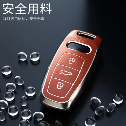 Vista 6 de LAVIYE Funda protectora para llavero remoto de automóvil, para Audi A6 A7 A8 E-tron Q5 Q7 Q8 C8 D5 Accesorios