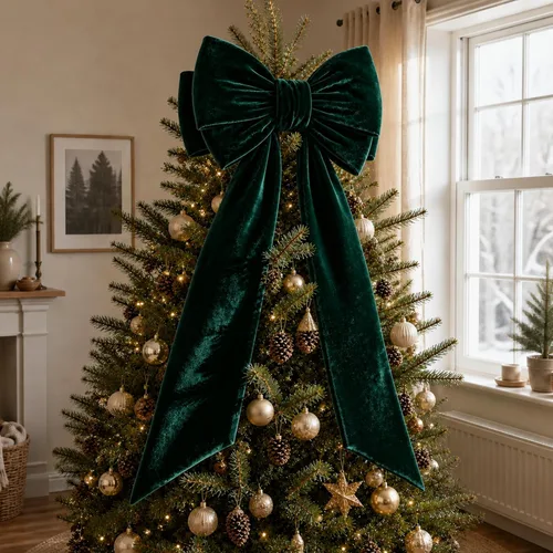 Vista 10 de Arco gigante de terciopelo para decoración de árbol de Navidad, 39 x Negro