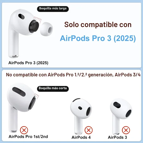 Vista 2 de Almohadillas de repuesto para AirPods Pro 3 (5 pares, XXS/XS/S/M/L, blanco)