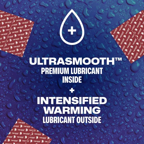 Vista 9 de TROJAN Condones Lubricados Double Ecstasy, Condones Acanalados, 10 Unidades Lubricante lubricado, acanalado y cálido para una mayor experiencia