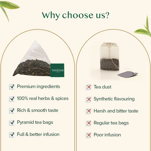 Vista 6 de VAHDAM - Bolsas de té negro Assam (100 unidades) con alto contenido de cafeína, sin gluten, bolsas de té de hojas sueltas enteras Fuertes