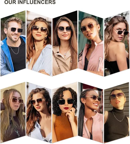 Vista 2 de SOJOS Gafas de sol polarizadas de polígono rectangular para mujeres y hombres sombras retro clásicas vintage SJ1168