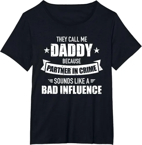 Vista 30 de Call me dad partner in crime bad influence camiseta divertida regalo papá, Negro, S