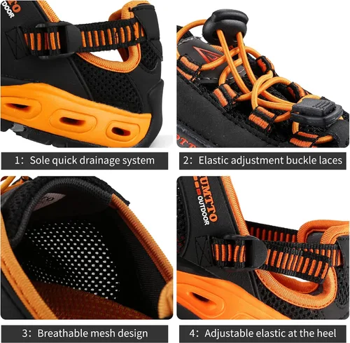 Vista 3 de HUMTTO - Zapatos de agua anfibios para hombre, sandalias de senderismo y de agua para exteriores, puntera cerrada, antideslizantes, zapatos de río