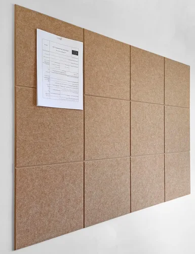 Vista 4 de Tabla de corcho alternativa de 24 x 36 pulgadas, paquete de 6 azulejos de pared de fieltro con pestañas adhesivas extraíbles seguras, tableros