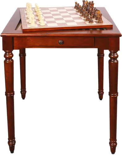 Vista 9 de GSE Juego de mesa de juego de backgammon de madera 3 en 1 con piezas de Caoba clásica