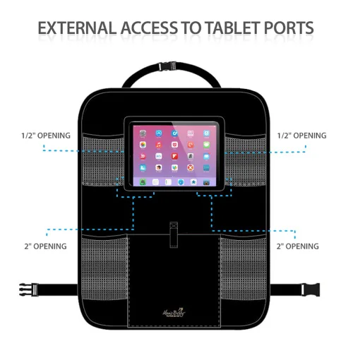 Vista 4 de Asiento trasero para carro Mom's Besty, organizador con soporte para tablet; bolsillo con pantalla táctil para tabletas Android e iOS de hasta 10.1