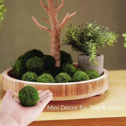 Vista 2 de Byher - Bola decorativa de musgo verde natural, hecha a mano