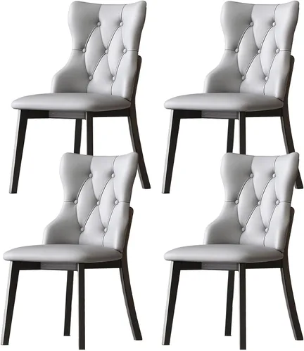 Vista 13 de Upholstered Dining Chairs with Backrest,Kitchen Chairs Leather,Living Room Chair with Wood Legs for Home, Restaurant, Hotel, Conference Room Grey