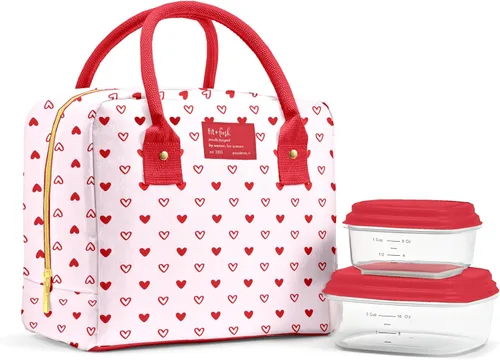 Vista 10 de Fit & Fresh - Lonchera Bloomington para mujeres - Lonchera grande aislada para el trabajo con contenedores, resistente a fugas, resistente a Bubble