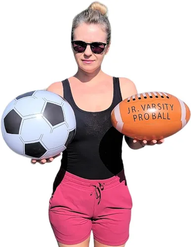Vista 2 de Zugar Land Surtido de pelotas de playa deportivas de 16 pulgadas (fútbol, pelota de fútbol, béisbol y baloncesto) juguete inflable para fiesta