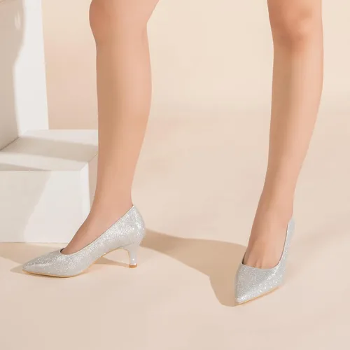 Vista 5 de Zapatos de vestir de tacón bajo para mujer, tacones cerrados y puntiagudos para boda, oficina, fiesta de noche (no apto para pies anchos)