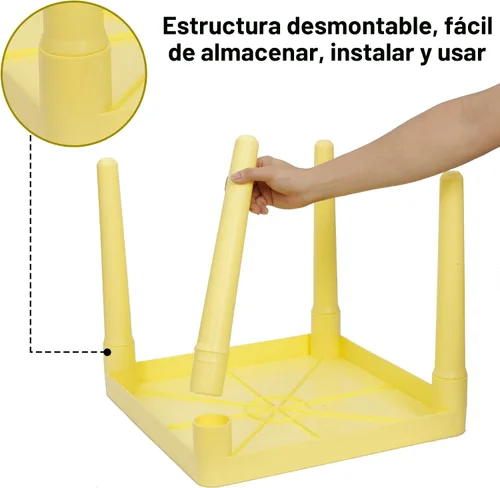 Vista 3 de Juego de mesa y 4 sillas para niños, escritorio de plástico resistente para niños pequeños para leer, arte, tareas