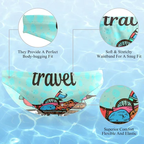 Vista 2 de Men's Funny Mini Van and Luggage Let's Go Travel Art Swimsuit Brief Bikini Swimwear Sexy Swimsuit Swimming Short Quick Dry