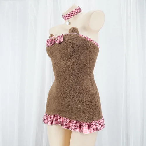 Vista 3 de JasmyGirls Lencería de anime, disfraz de oso sexy, disfraz de sirvienta kawaii, vestido de lolita peluda, ropa interior japonesa, pijama de conej