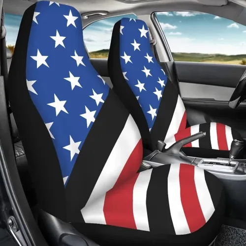 Vista 4 de Fundas de asiento de coche con estampado de bandera estadounidense, fundas cómodas para asientos de automóvil, duraderas, ajuste universal