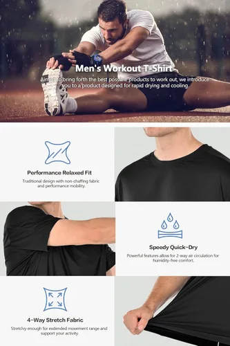 Vista 6 de Nayta muotia Paquete de 3 camisetas de entrenamiento para hombre, manga corta, de compresión, para deportes, gimnasio, atletismo