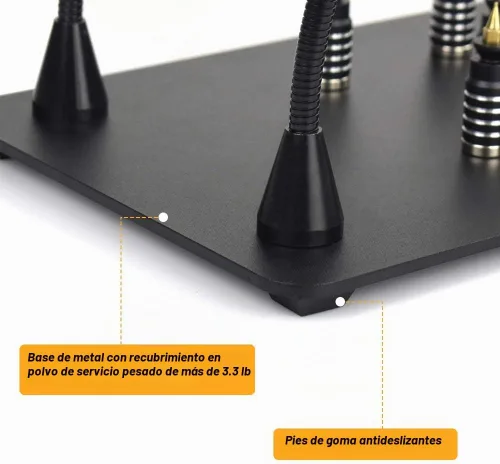 Vista 3 de Estación de soldadura con manos de ayuda magnéticas NOEVSBIG con base grande y resistente, 6 soportes para PCB, 5 brazos flexibles con clip