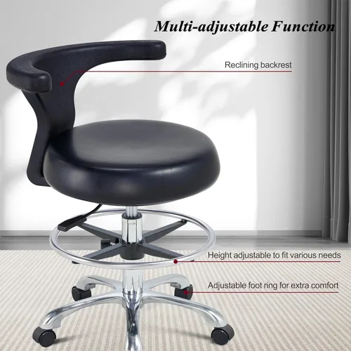 Vista 3 de Silla rodante con respaldo y anillo de pie ajustable resistente