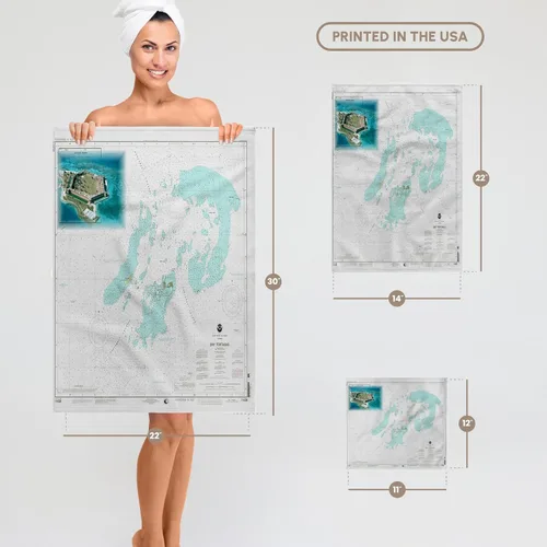 Vista 5 de 3dRose Dry Tortuga Nautical Chart 11x12 Wash Cloth for Face and Body