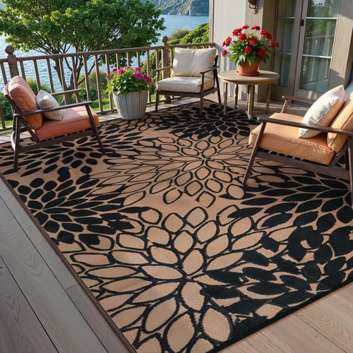 Vista 14 de Anidaroel Alfombra de área para exteriores para patio, 4 x 6 pies, impermeable, reversible, alfombra de paja de plástico para exteriores, alfombra