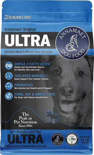 Vista 8 de Annamaet Original Ultra Formula - Alimento seco para perros, 32% proteína (pollo y arroz integral), bolsa de 5 libras