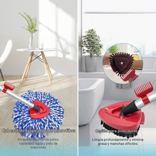 Vista 7 de Paquete de 2 cabezales giratorios de repuesto compatibles con O Cedar RinseClean 2 tanques, cepillo de fregado mejorado, mango de trapeador de 4