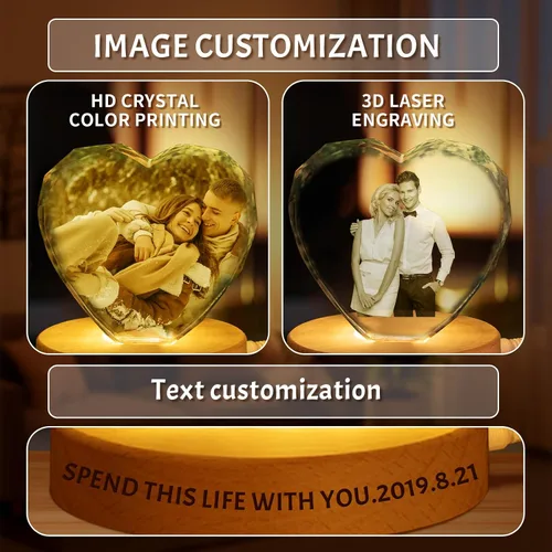 Vista 5 de Regalo de foto de cristal 3D personalizada – Imagen personalizada para el Día del Padre, cumpleaños, aniversario – Recuerdo para papá, parejas