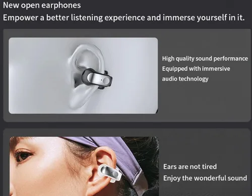 Vista 7 de Auriculares inalámbricos Bluetooth 5.4 con clip de oído abierto Negro