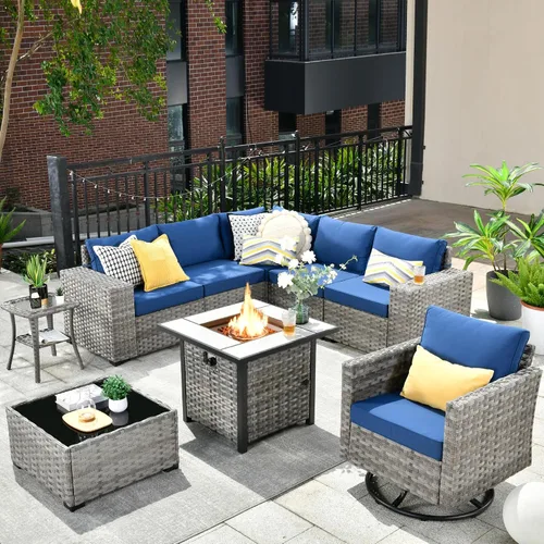 Vista 69 de HOOOWOOO Outdoor Patio Sectional Furniture Sofa Set with Widened Armrest,6 Piece Small Modern Wicker Couch,Modular L Shaped Conversation Seating Set
