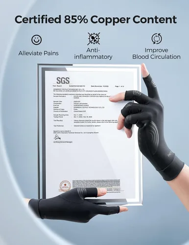 Vista 5 de Guantes de cobre FREETOO para artritis para aliviar el dolor del túnel carpiano, guantes de compresión reforzada para aliviar los dolores de mano