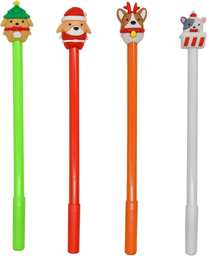 Vista 9 de Maydahui 12 bolígrafos de gel de Navidad para perros, lindos bolígrafos de animales 3D, árbol de Navidad, muñeco de nieve, reno, Papá Noel, tinta
