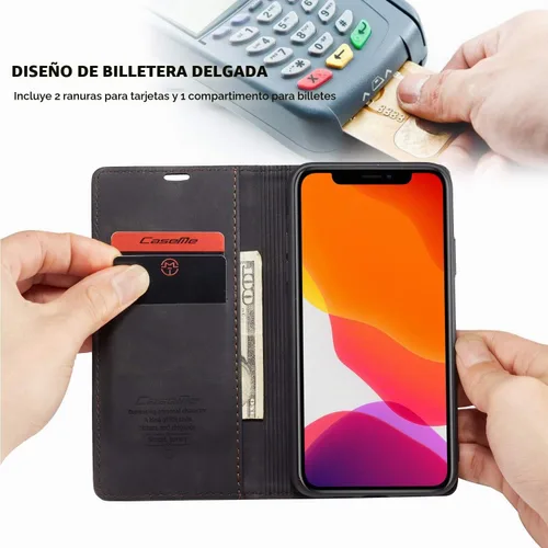 Vista 3 de SINIANL Funda de cuero con tapa a prueba de golpes para iPhone 11 Negro