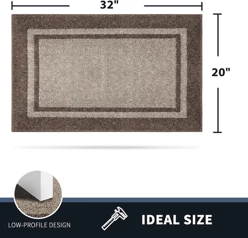Vista 2 de PURRUGS Tapete para puerta con atrapamiento de suciedad, 20 x 32 pulgadas, antideslizante, lavable a máquina, tapete de entrada, tapete para puerta