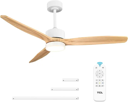 Vista 10 de TCL Ventilador de techo de madera natural de 52 pulgadas con luz y control