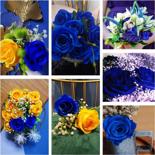 Vista 7 de AnotherGifts Ramo de flores artificiales de seda, flores artificiales de seda, tallos largos, para arreglos de boda, centro de mesa, fiesta, hogar