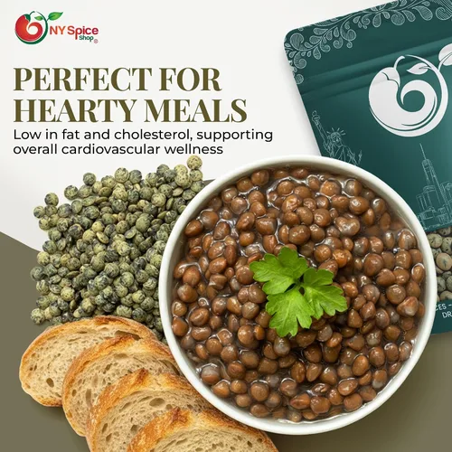 Vista 6 de NY SPICE SHOP Lentejas francesas – Lentejas verdes francesas de 3 libras – Frijoles secos – Rico en proteínas y fibra – Ideal para guisos, curry