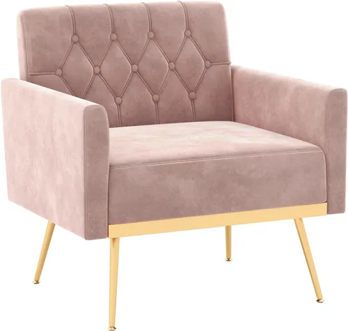 Vista 16 de KOMFOTT Velvet Accent Chair, Modern Tufted Arm Chair (1,Blue)
