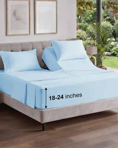 Vista 546 de Extra Deep Twin XL Sheet Set - 3 Piece College Dorm Room - White 01-Blanco