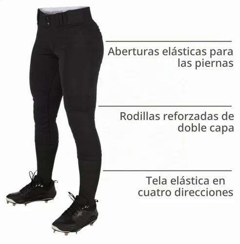 Vista 4 de Champro - Pantalones tradicionales de torneo para mujer de tiro bajo de softbol Negro