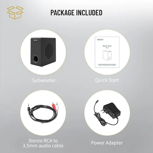 Vista 11 de Subwoofer con alimentación, Bestisan Subwoofer de audio para el hogar activo de 6.5" de 16,5 cm en diseño compacto para receptor, graves profundos